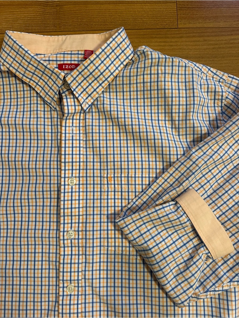 Izod Orange and Blue Plaid Men’s Button-Down Shirt Size 3XL